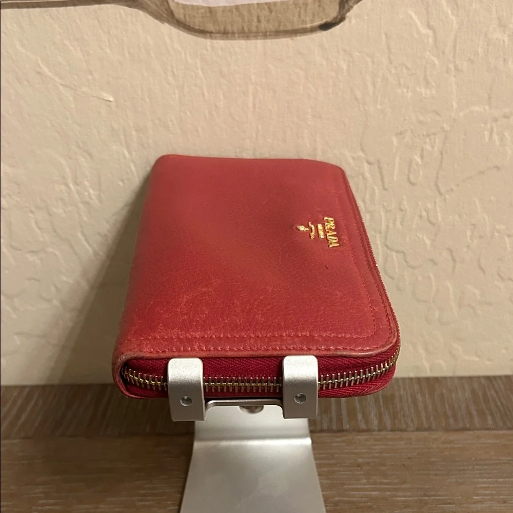 Prada |Red Saffiano Leather Zip-Around Long Wallet | EUC - Picture 3 of 8
